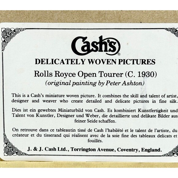 Cash's of Coventry Silk Woven Picture - Rolls Royce Open Tourer (c1930) - Picture 4 of 7
